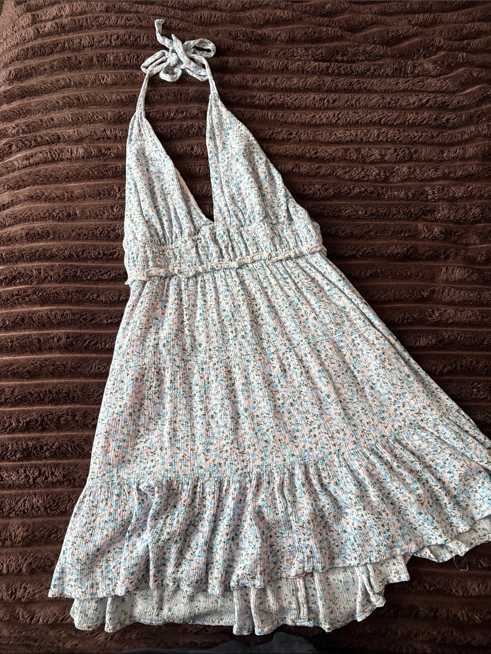 Cotton on blue floral open back mini dress